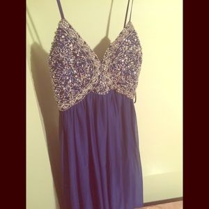 Blue beaded prom or wedding dress